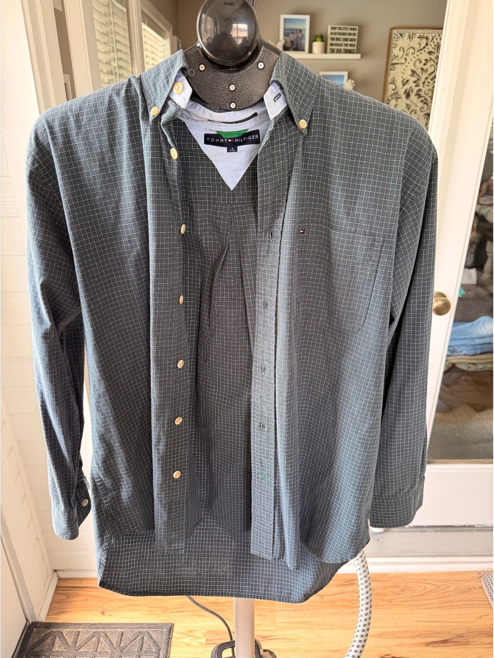 Tommy Hilfiger dark check long sleeve button shirt